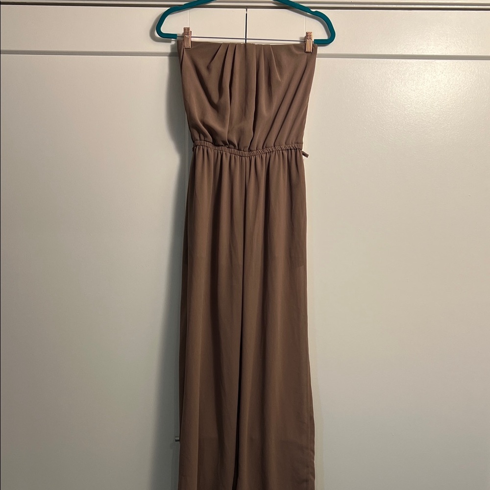 Elegant Brown Strapless Maxi romper size medium